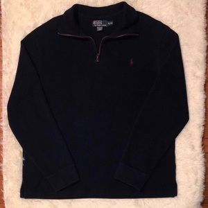 RALPH LAUREN POLO—MEN’S DEEP NAVY—1/4 ZIP TIGHT KNIT SWEATER PULLOVER!! EUC!!